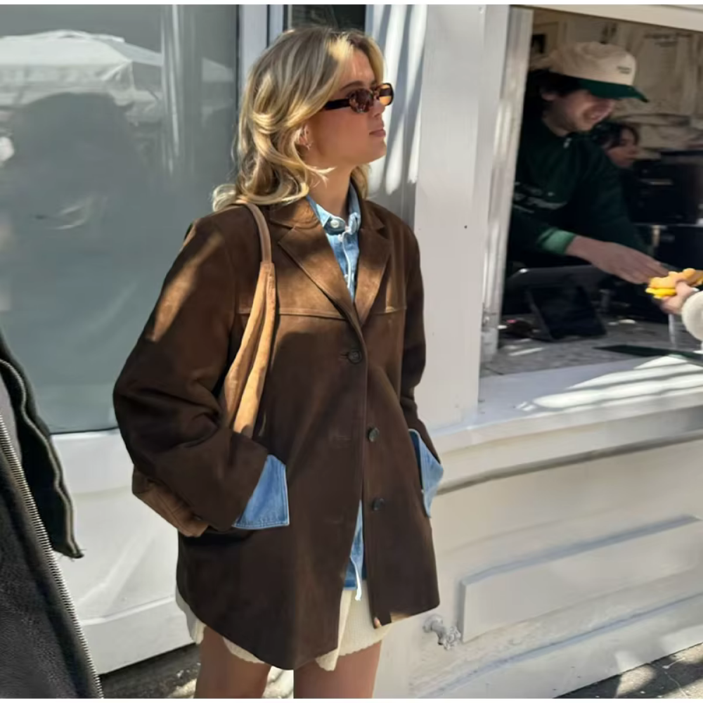 Liesel – Zeitloser Oversized-Wildlederblazer für einen eleganten Look